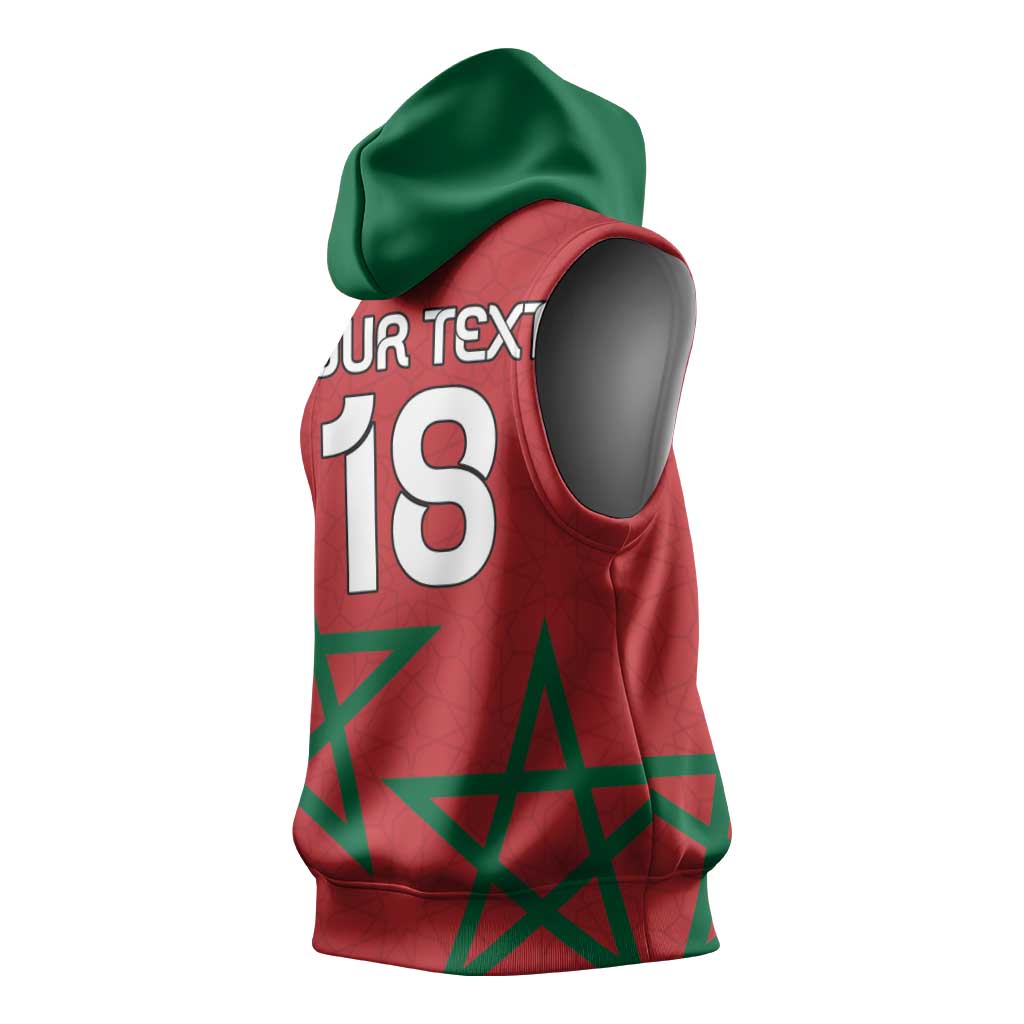 Custom Morocco Heritage Football Sleeveless Hoodie Road To Champion