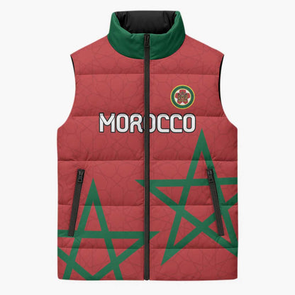 Custom Morocco Heritage Football Sleeveless Puffer Jacket Road To Champion