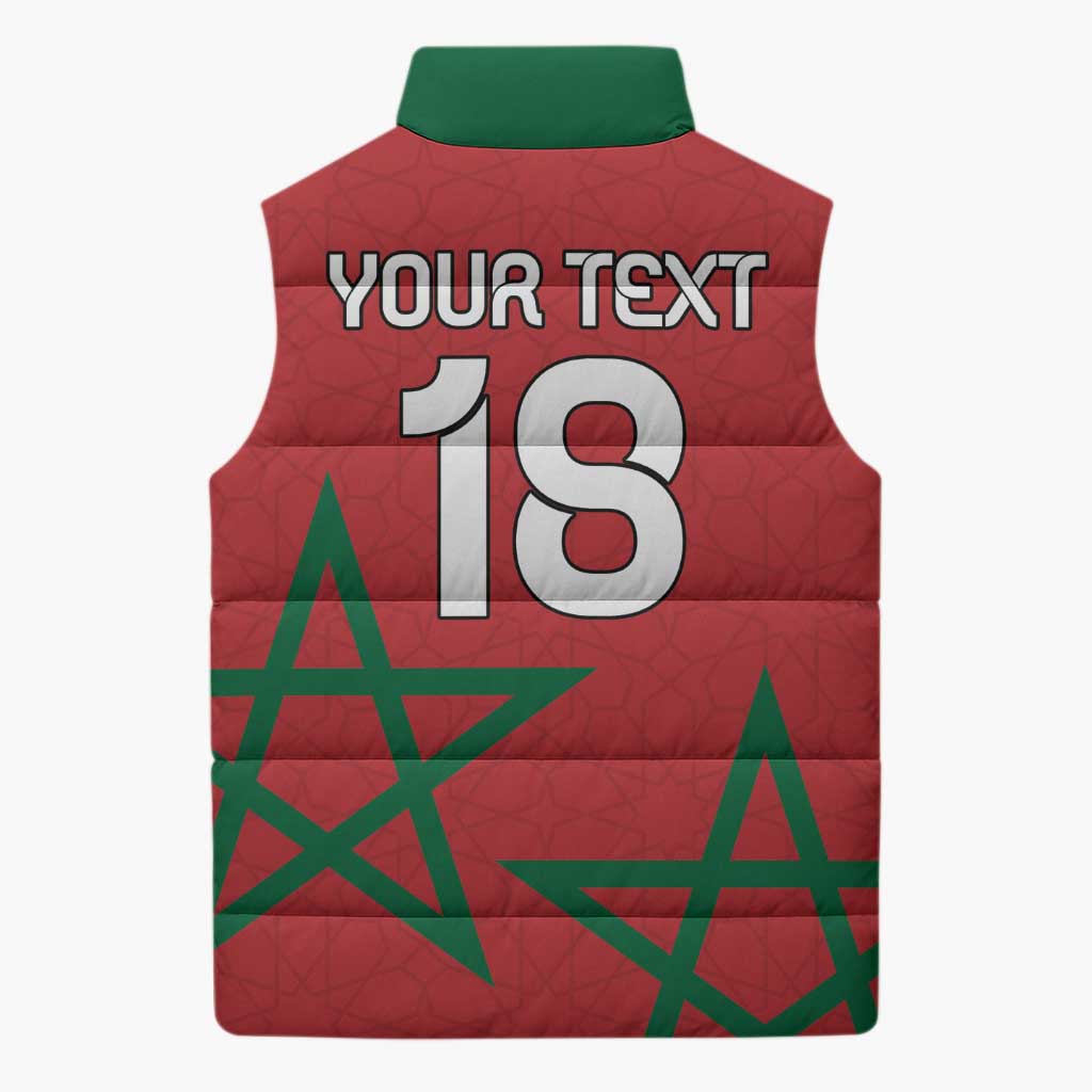 Custom Morocco Heritage Football Sleeveless Puffer Jacket Road To Champion