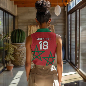 Custom Morocco Heritage Football Women Sleeveless Polo Shirt Road To Champion