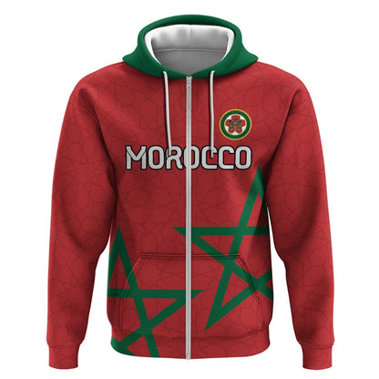 Custom Morocco Heritage Football Zip Hoodie Road To Champion