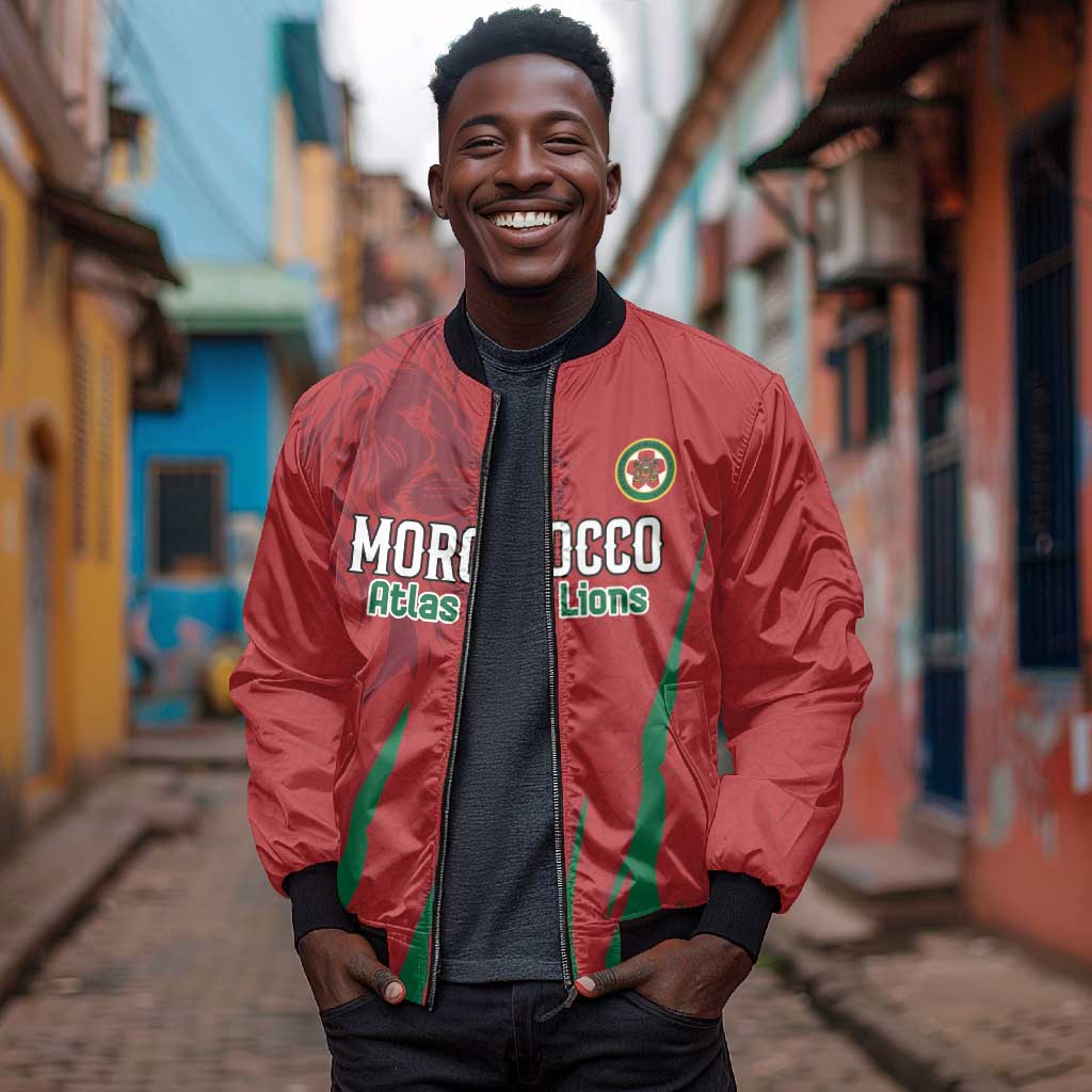 Custom Morocco Football Bomber Jacket Atlas Lions Road To Champion