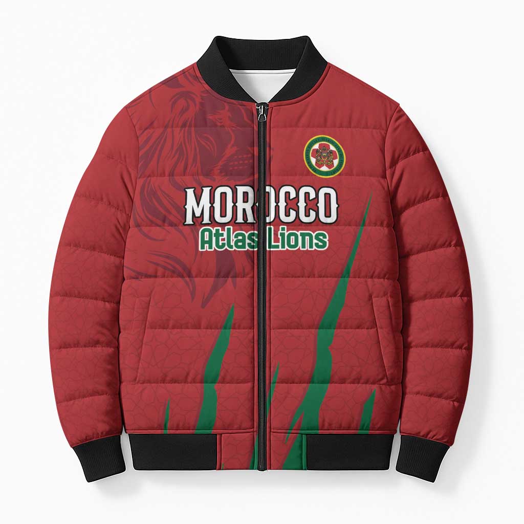 Custom Morocco Football Bomber Puffer Jacket Atlas Lions Road To Champion