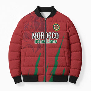 Custom Morocco Football Bomber Puffer Jacket Atlas Lions Road To Champion