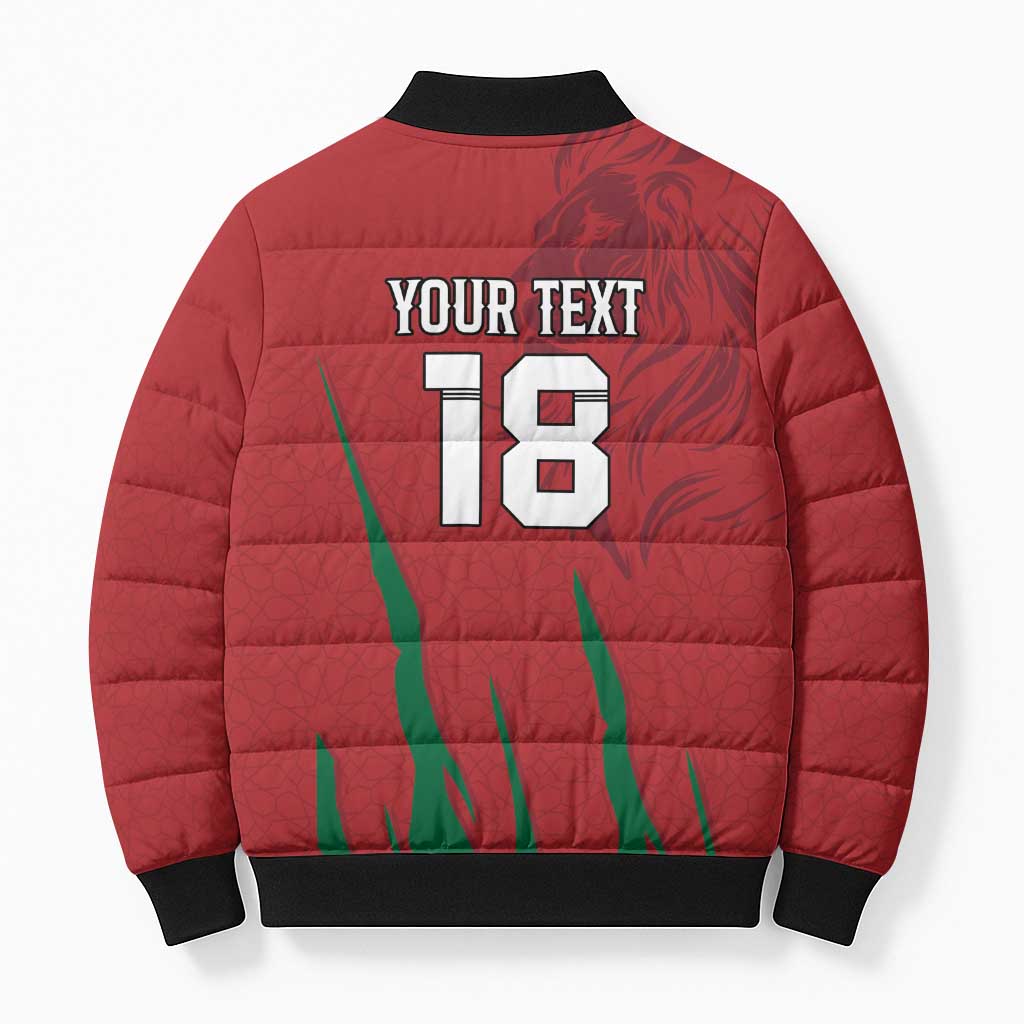 Custom Morocco Football Bomber Puffer Jacket Atlas Lions Road To Champion