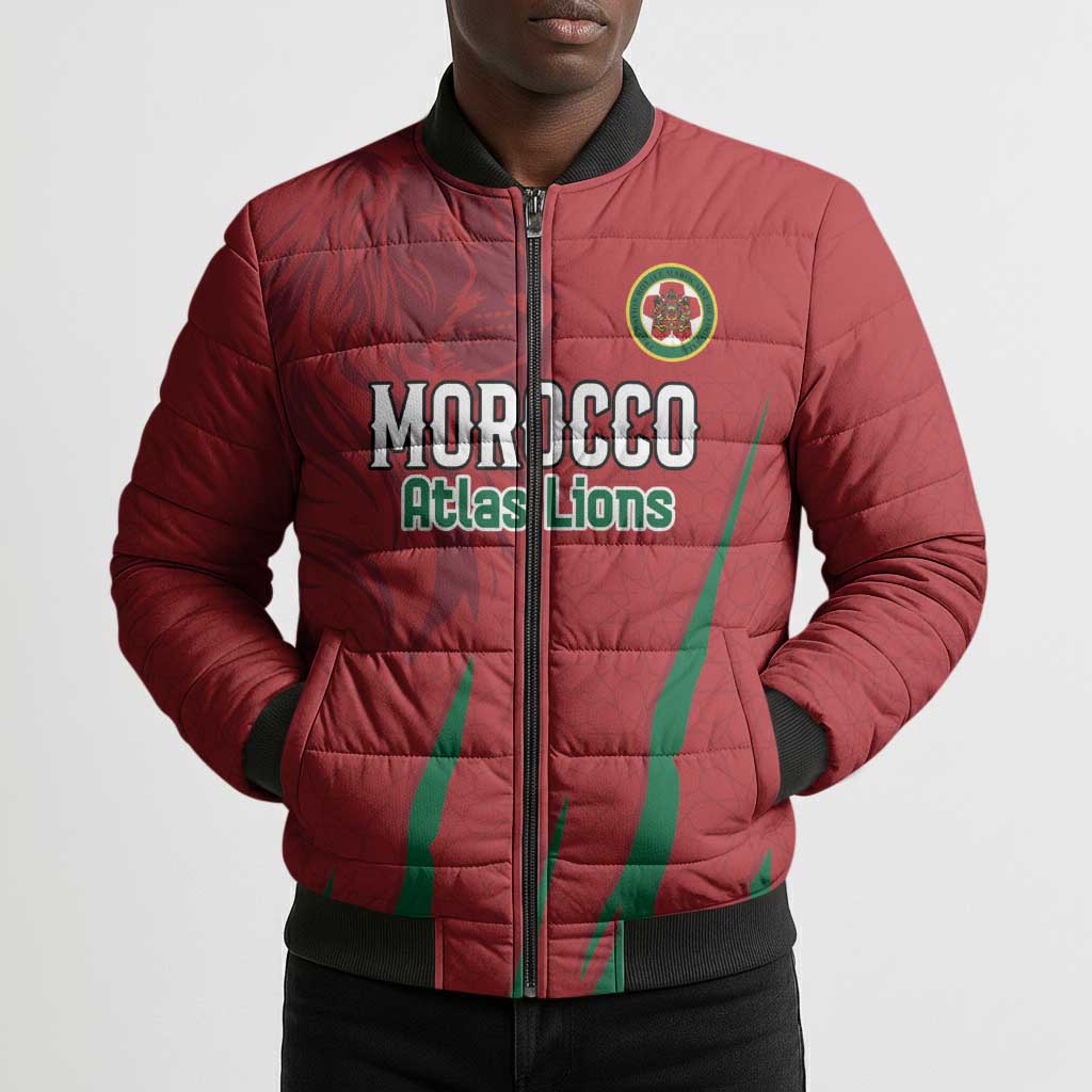 Custom Morocco Football Bomber Puffer Jacket Atlas Lions Road To Champion