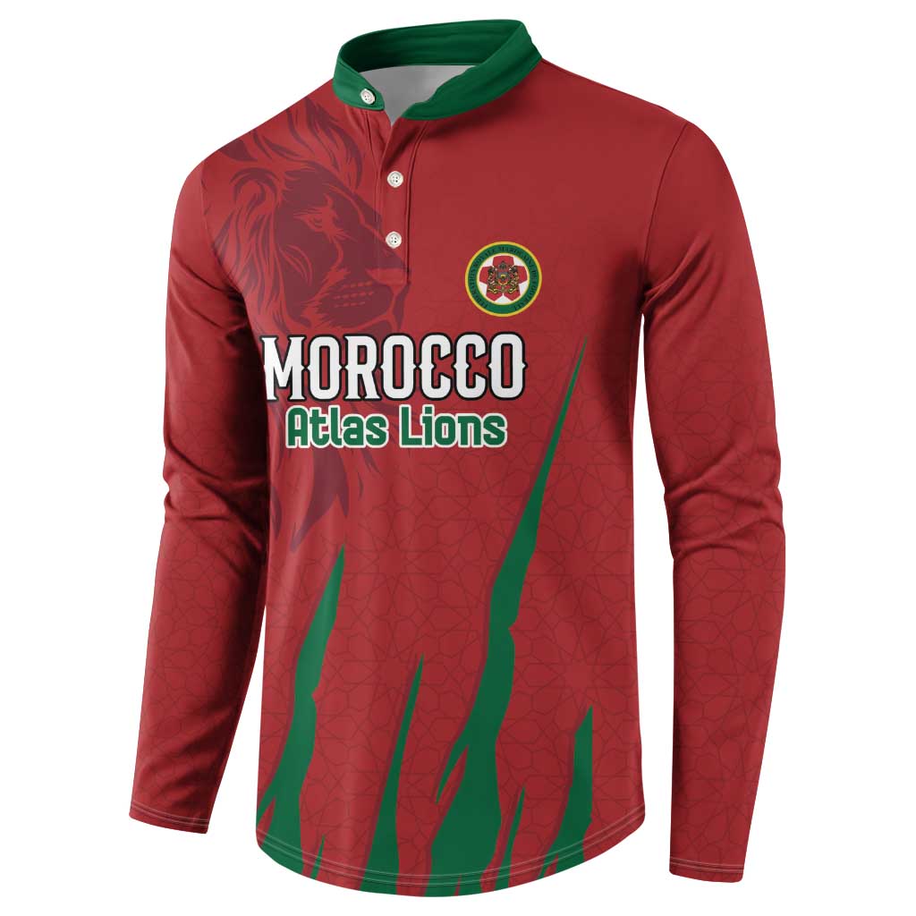 Custom Morocco Football Button Sweatshirt Atlas Lions Road To Champion