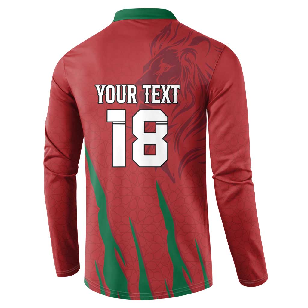 Custom Morocco Football Button Sweatshirt Atlas Lions Road To Champion