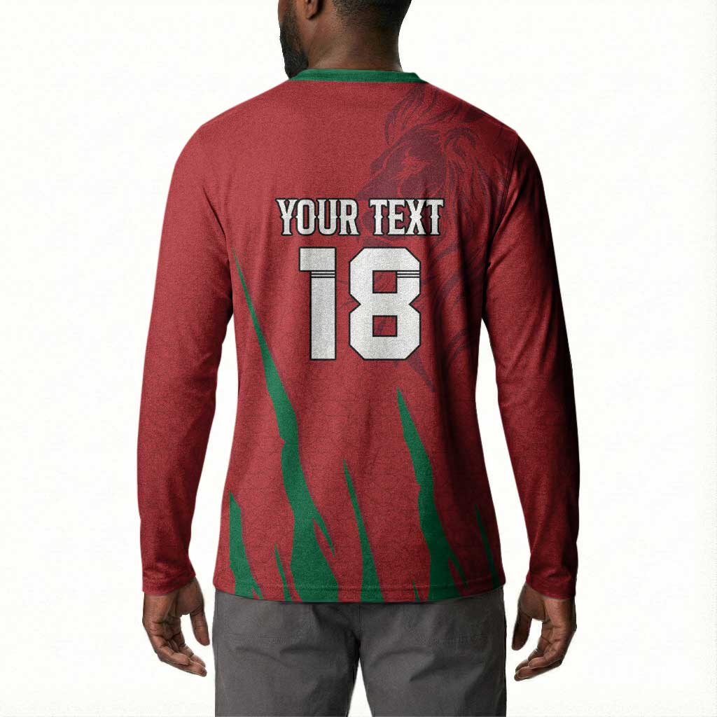 Custom Morocco Football Button Sweatshirt Atlas Lions Road To Champion