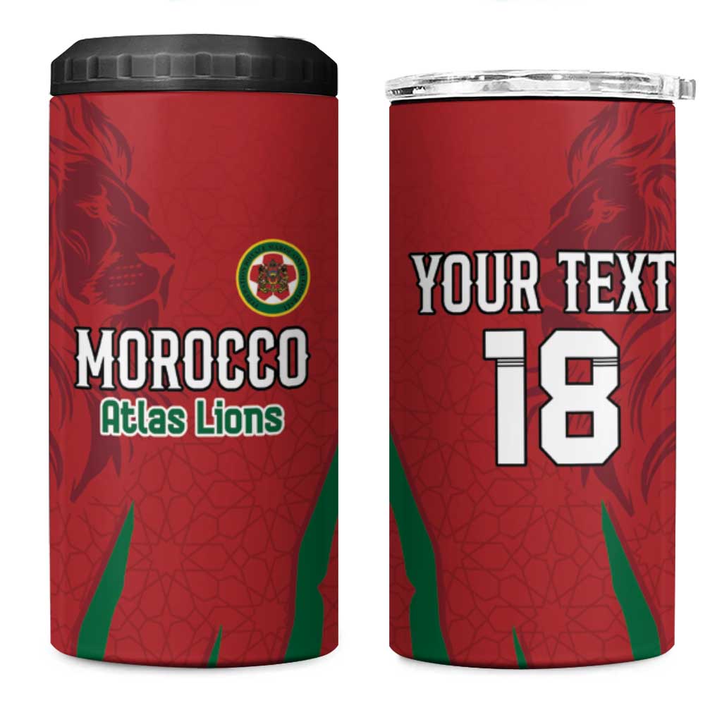 Custom Morocco Football 4 in 1 Can Cooler Tumbler Atlas Lions Road To Champion