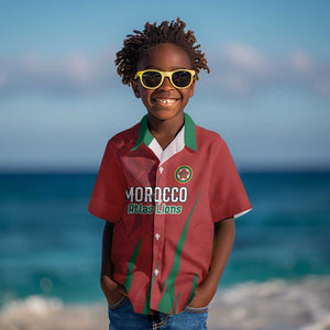Custom Morocco Football Kid Hawaiian Shirt Atlas Lions Road To Champion