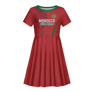 Custom Morocco Football Kid Short Sleeve Dress Atlas Lions Road To Champion