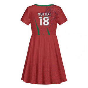 Custom Morocco Football Kid Short Sleeve Dress Atlas Lions Road To Champion
