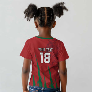 Custom Morocco Football Kid T shirt Atlas Lions Road To Champion