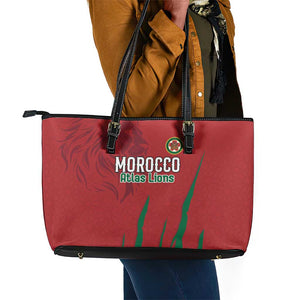 Morocco Football Leather Tote Bag Atlas Lions Road To Champion
