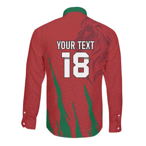 Custom Morocco Football Long Sleeve Button Shirt Atlas Lions Road To Champion