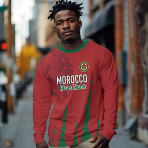 Custom Morocco Football Long Sleeve Shirt Atlas Lions Road To Champion