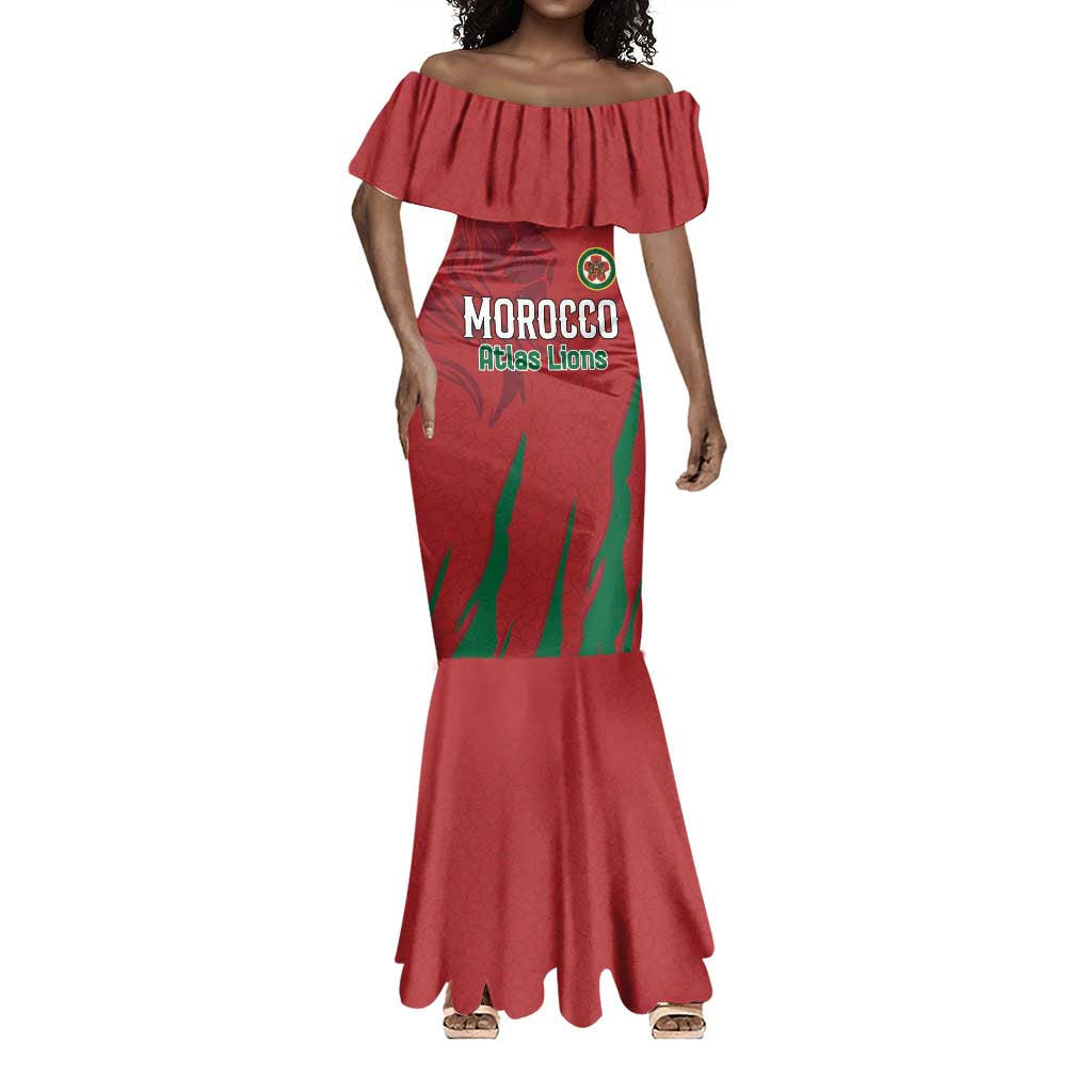 Custom Morocco Football Mermaid Dress Atlas Lions Road To Champion