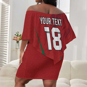 Custom Morocco Football Off Shoulder Short Dress Atlas Lions Road To Champion
