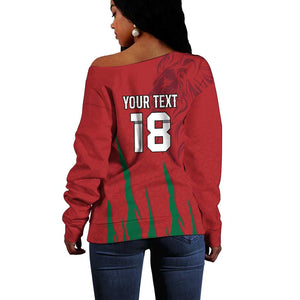 Custom Morocco Football Off Shoulder Sweater Atlas Lions Road To Champion