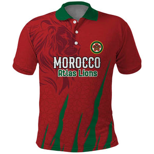 Custom Morocco Football Polo Shirt Atlas Lions Road To Champion