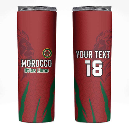 Custom Morocco Football Skinny Tumbler Atlas Lions Road To Champion
