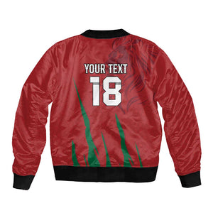 Custom Morocco Football Sleeve Zip Bomber Jacket Atlas Lions Road To Champion