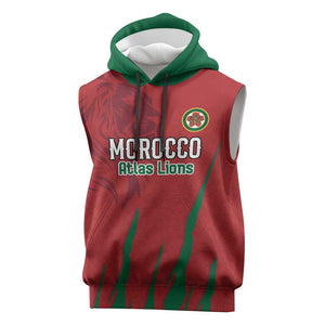 Custom Morocco Football Sleeveless Hoodie Atlas Lions Road To Champion