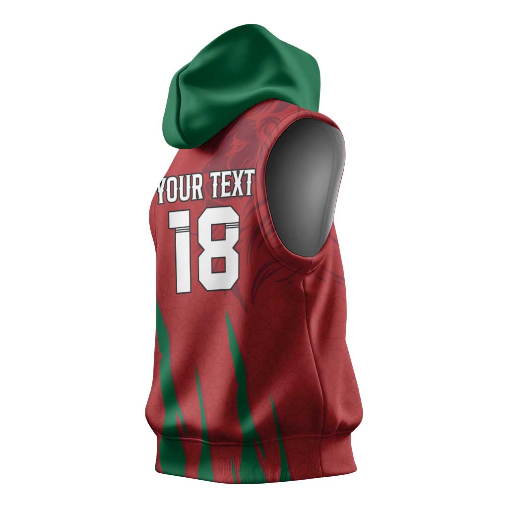 Custom Morocco Football Sleeveless Hoodie Atlas Lions Road To Champion