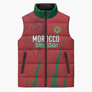 Custom Morocco Football Sleeveless Puffer Jacket Atlas Lions Road To Champion