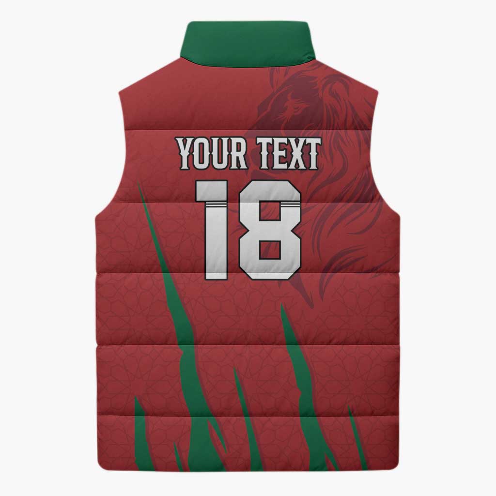Custom Morocco Football Sleeveless Puffer Jacket Atlas Lions Road To Champion