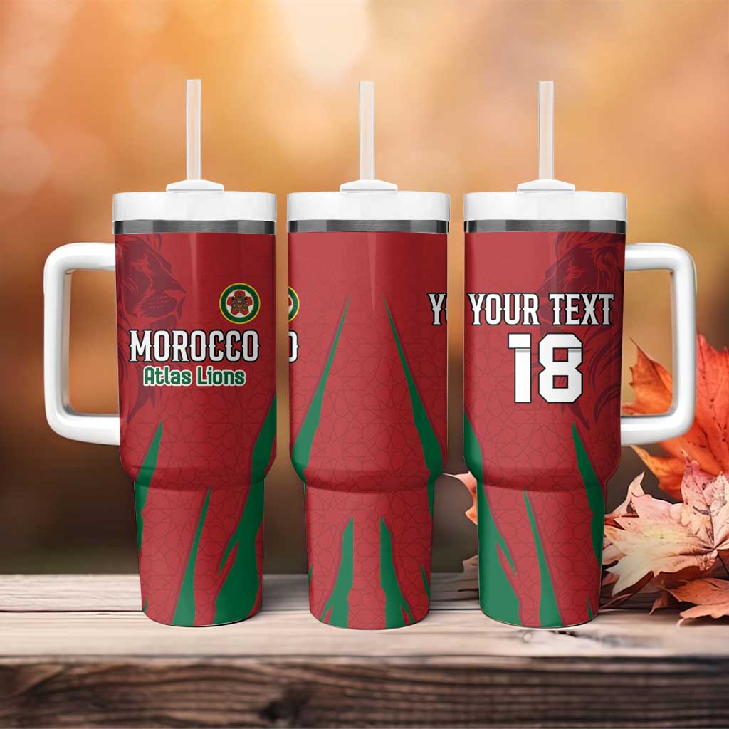 Custom Morocco Football Tumbler With Handle Atlas Lions Road To Champion