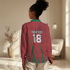 Custom Morocco Football Women Casual Shirt Atlas Lions Road To Champion