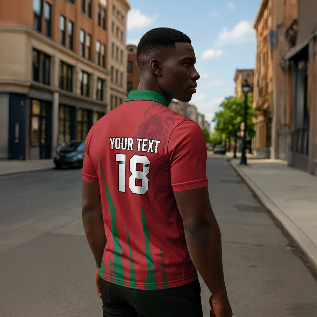 Custom Morocco Football Zipper Polo Shirt Atlas Lions Road To Champion
