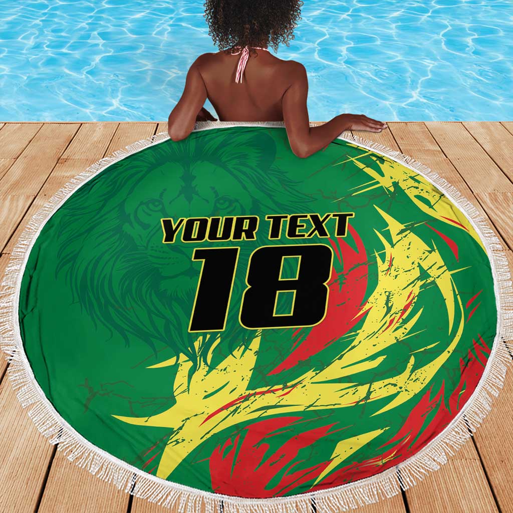 Senegal Football Pride Custom Beach Blanket Les Lions de la Teranga
