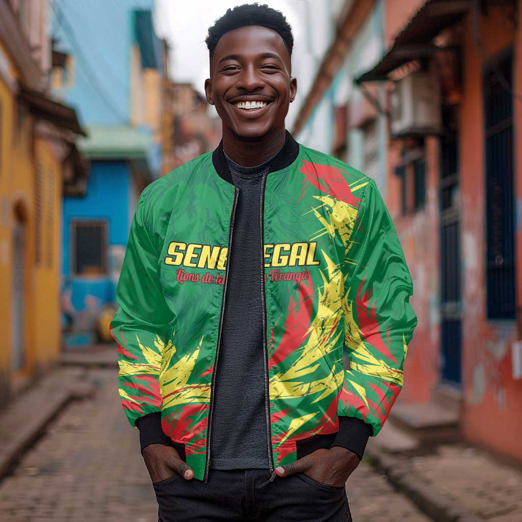 Senegal Football Pride Custom Bomber Jacket Les Lions de la Teranga
