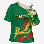 Senegal Football Pride Custom Cross Shoulder Shirt Les Lions de la Teranga