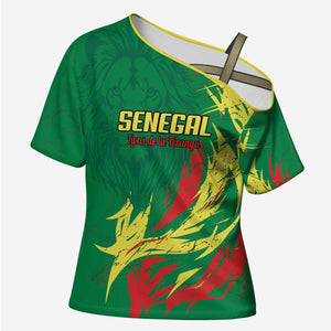 Senegal Football Pride Custom Cross Shoulder Shirt Les Lions de la Teranga