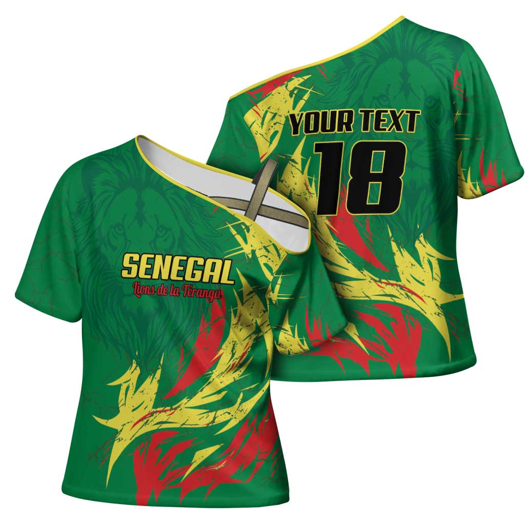 Senegal Football Pride Custom Cross Shoulder Shirt Les Lions de la Teranga