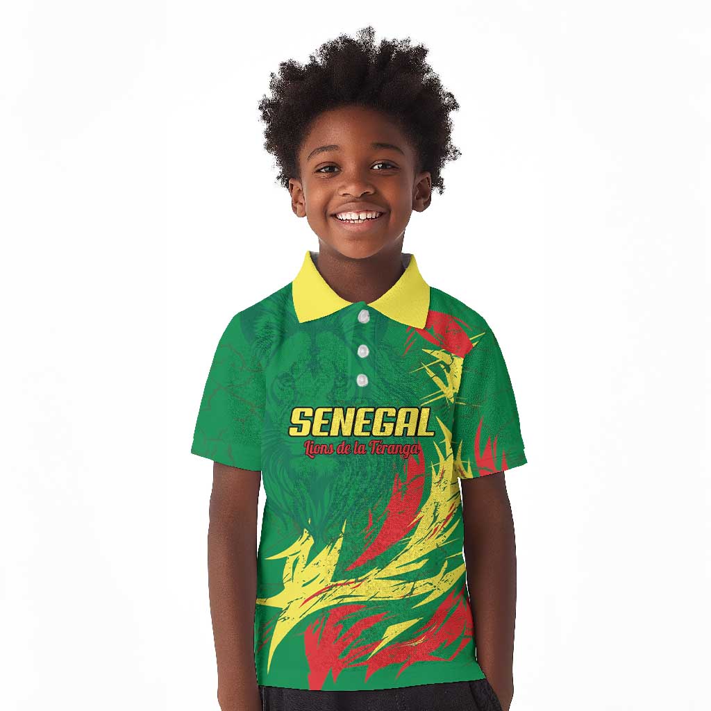 Senegal Football Pride Custom Kid Polo Shirt Les Lions de la Teranga
