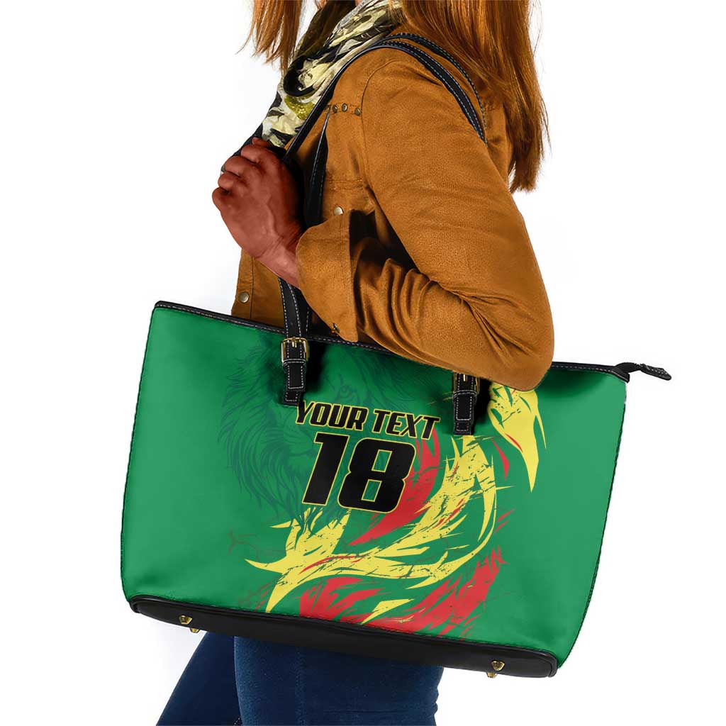 Senegal Football Pride Custom Leather Tote Bag Les Lions de la Teranga