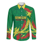 Senegal Football Pride Custom Long Sleeve Button Shirt Les Lions de la Teranga