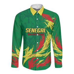 Senegal Football Pride Custom Long Sleeve Button Shirt Les Lions de la Teranga