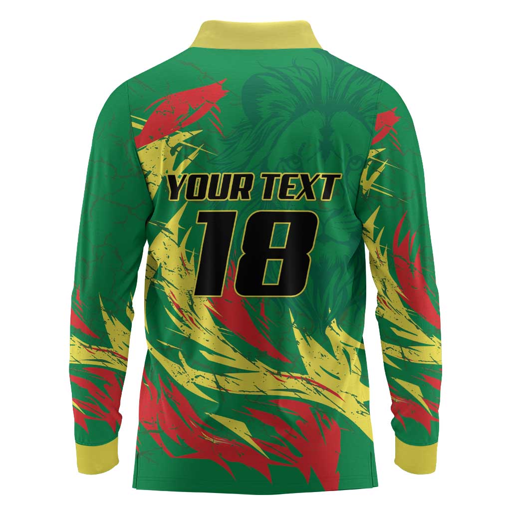 Senegal Football Pride Custom Long Sleeve Polo Shirt Les Lions de la Teranga