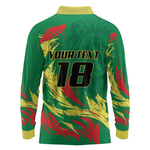 Senegal Football Pride Custom Long Sleeve Polo Shirt Les Lions de la Teranga