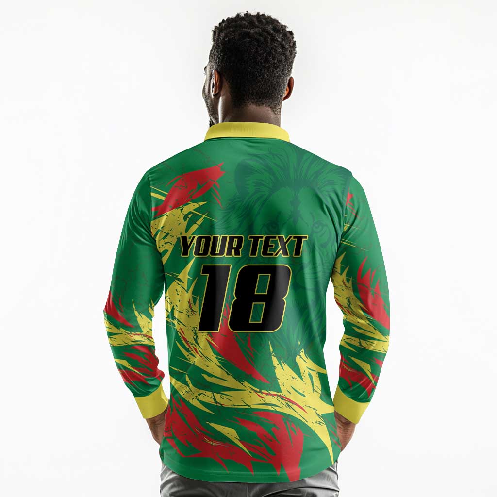 Senegal Football Pride Custom Long Sleeve Polo Shirt Les Lions de la Teranga