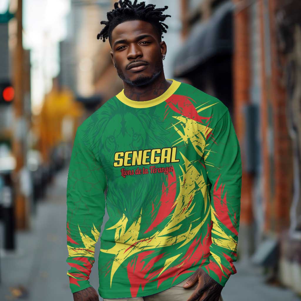 Senegal Football Pride Custom Long Sleeve Shirt Les Lions de la Teranga