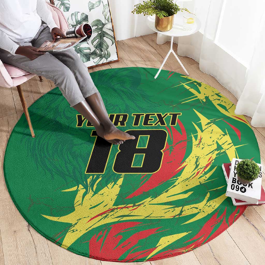 Senegal Football Pride Custom Round Carpet Les Lions de la Teranga