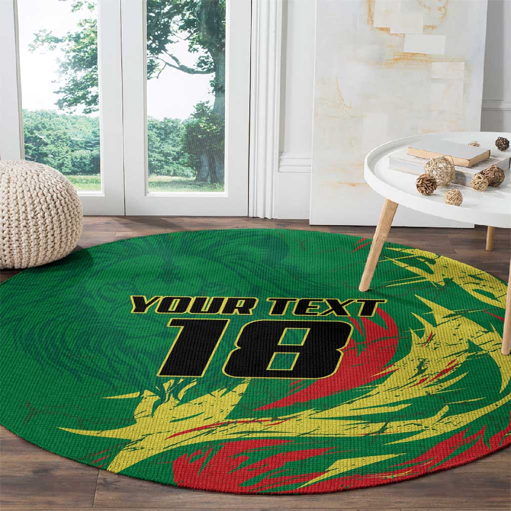 Senegal Football Pride Custom Round Carpet Les Lions de la Teranga