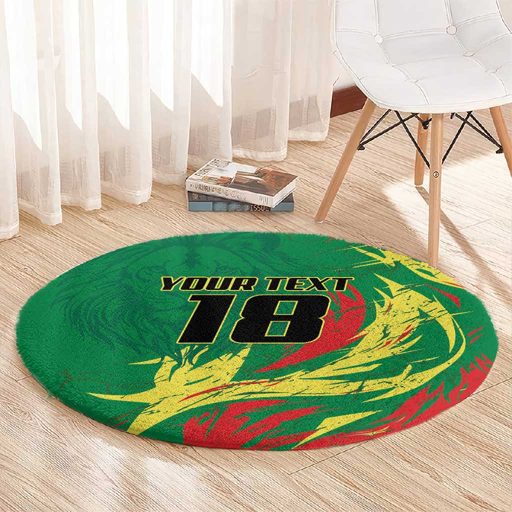 Senegal Football Pride Custom Round Carpet Les Lions de la Teranga